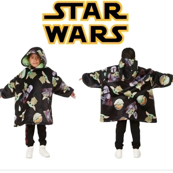 #14 Star Wars Kids Oversized Hoodie Baby Yoda Grogu Mandalorian - Picture 1 of 9